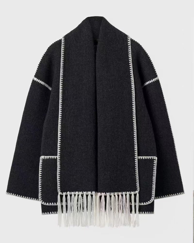 SUMA - Hepburn Style Woolen Cape Coat