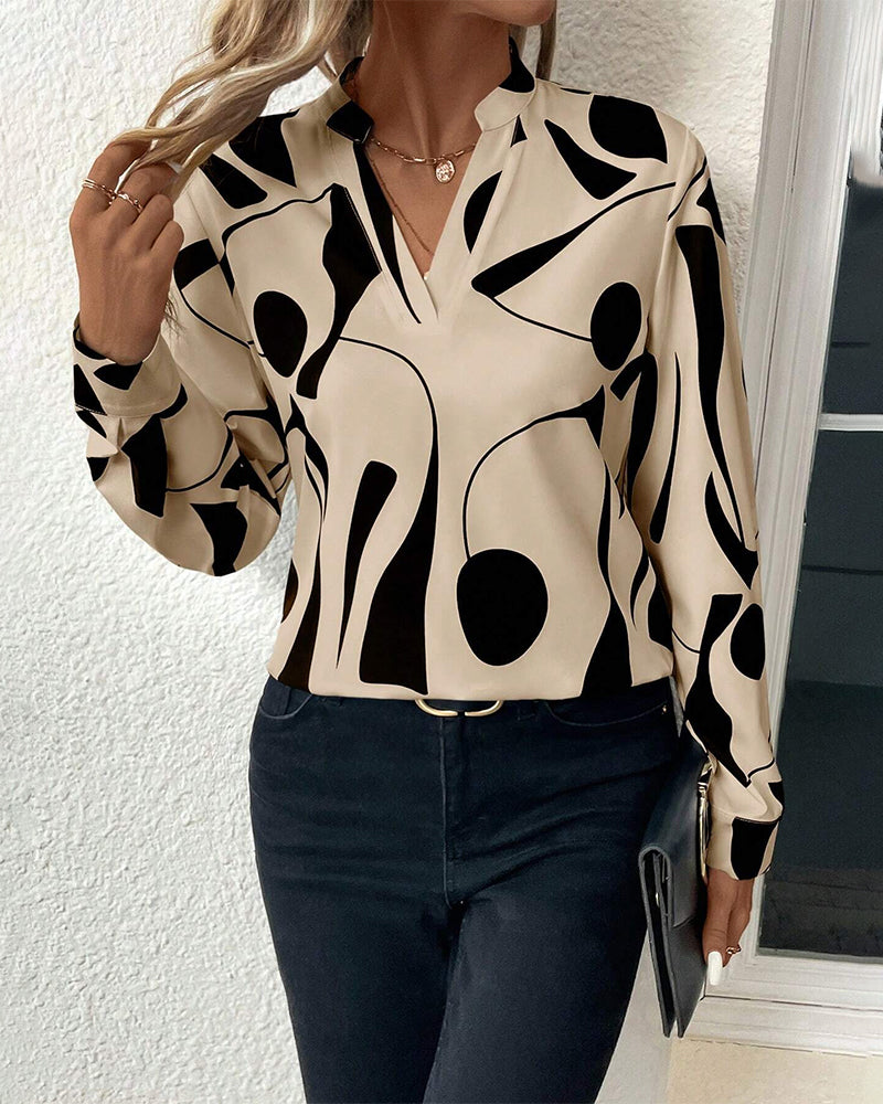 Tamara - Printed blouse with high collar