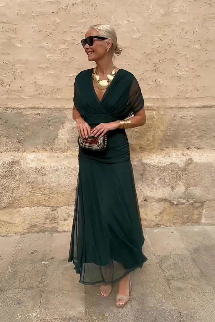 AURORA - ELEGANT V-NECK MAXI DRESS