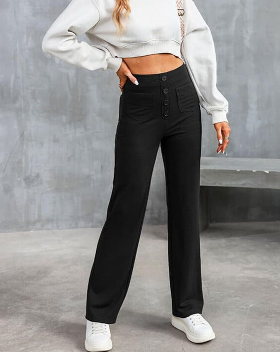 ANDY - High-waisted elastic casual pants