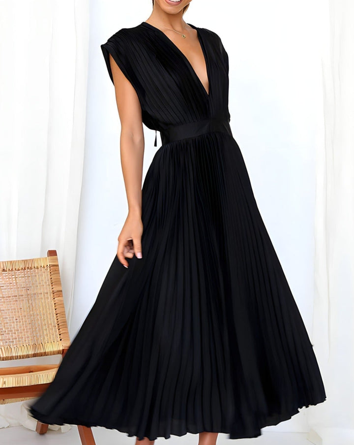 Elena - Sleeveless Pleated Midi Dress