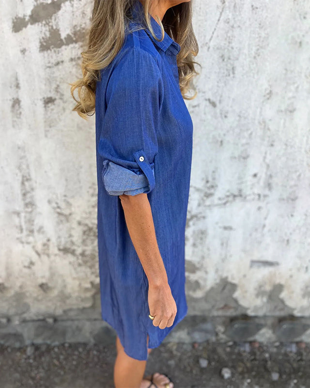 IDARA - CASUAL DENIM LAPEL DRESS