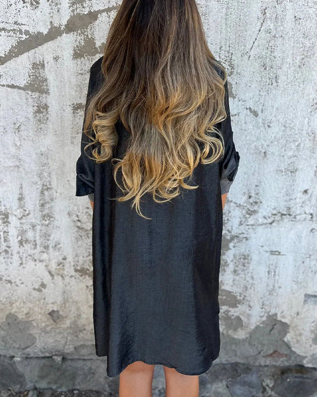 IDARA - CASUAL DENIM LAPEL DRESS