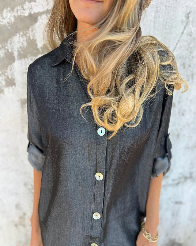 IDARA - CASUAL DENIM LAPEL DRESS